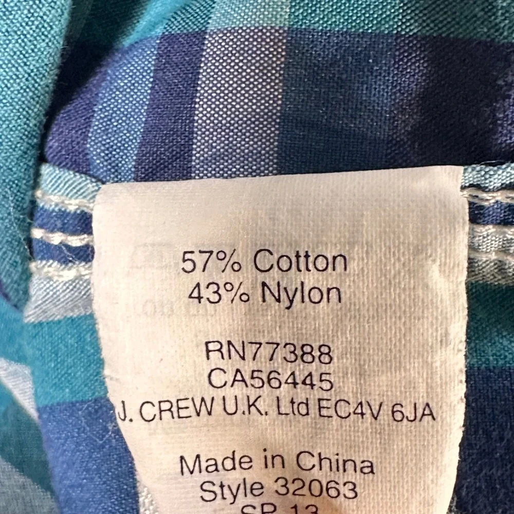 J.Crew‎ Mens Blue Teal Plaid Board Shorts Swim Trunks Size 30 Cargo Pocket